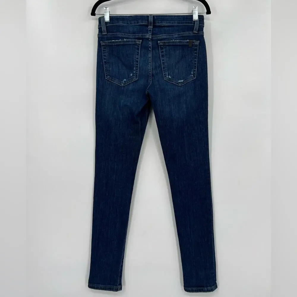Joe’s Jeans Rolled Crop Leanne Lae Distressed Stretch Blue Medium Wash Zip 26